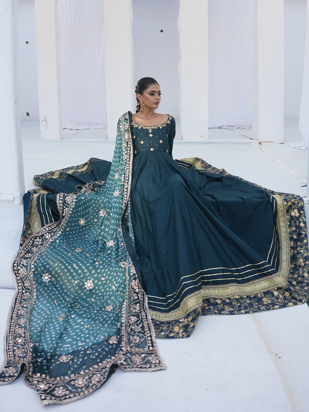 Teal Green Gota Kalidaar | N-01 - Image 2