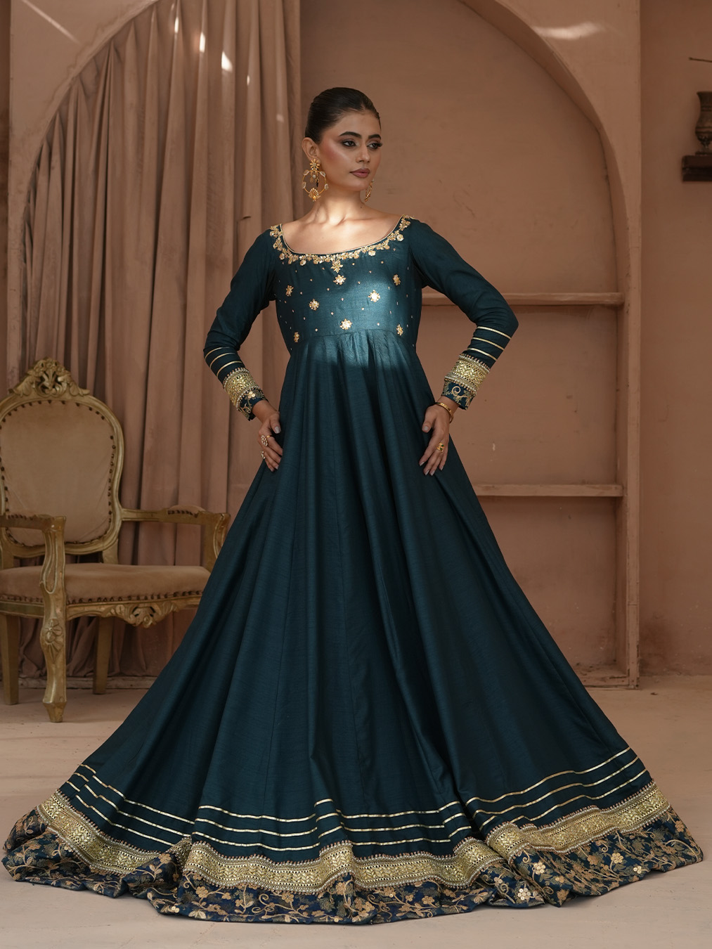 Teal Green Gota Kalidaar | N-01 - Image 8
