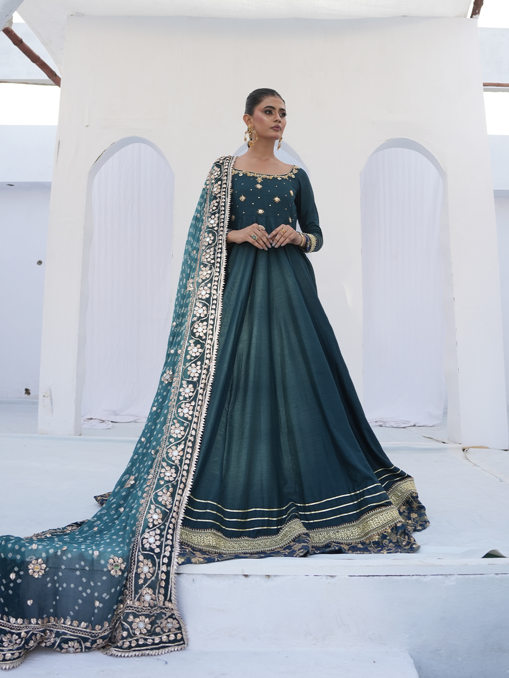 Teal Green Gota Kalidaar | N-01 - Image 3