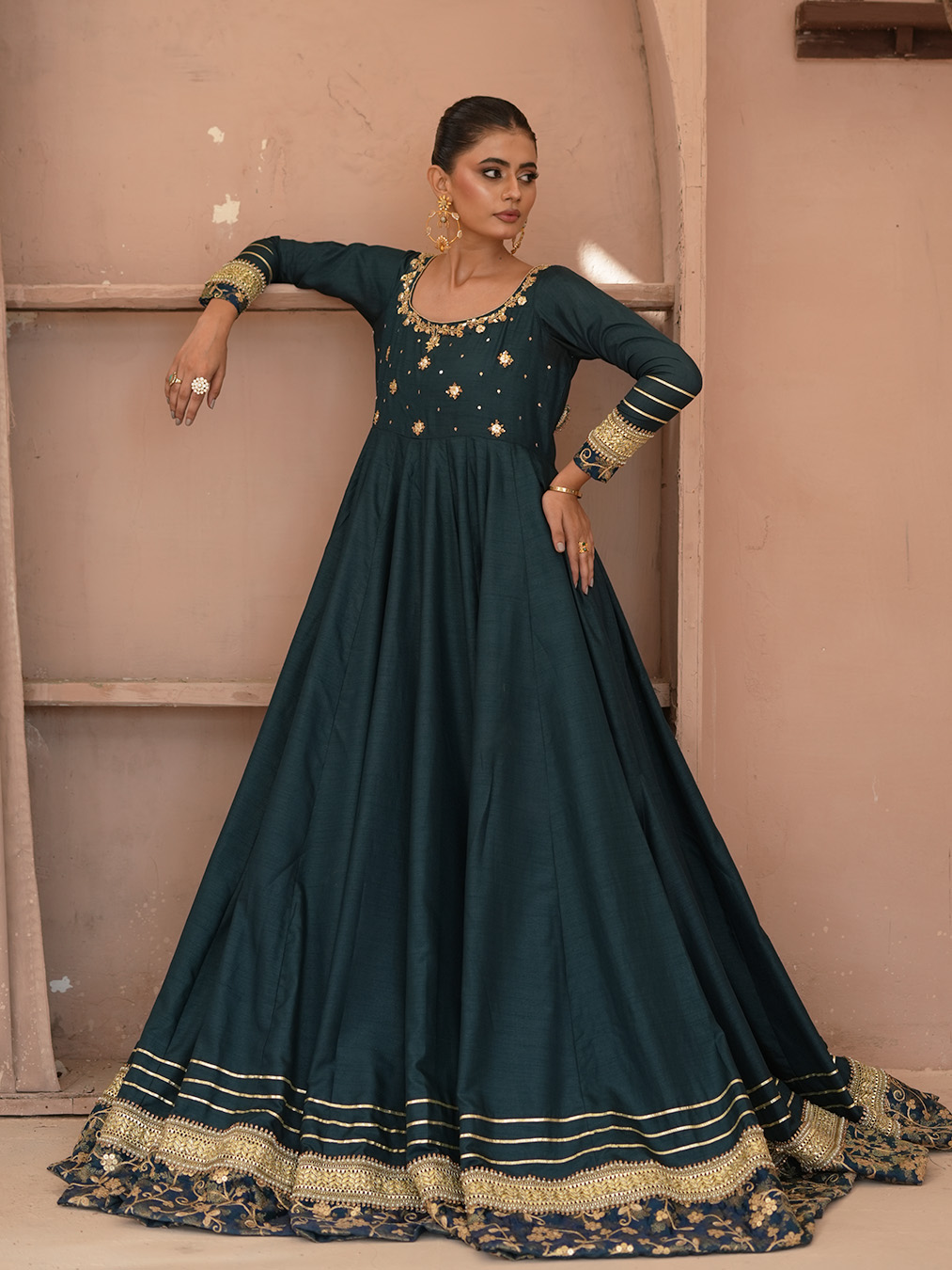 Teal Green Gota Kalidaar | N-01 - Image 6